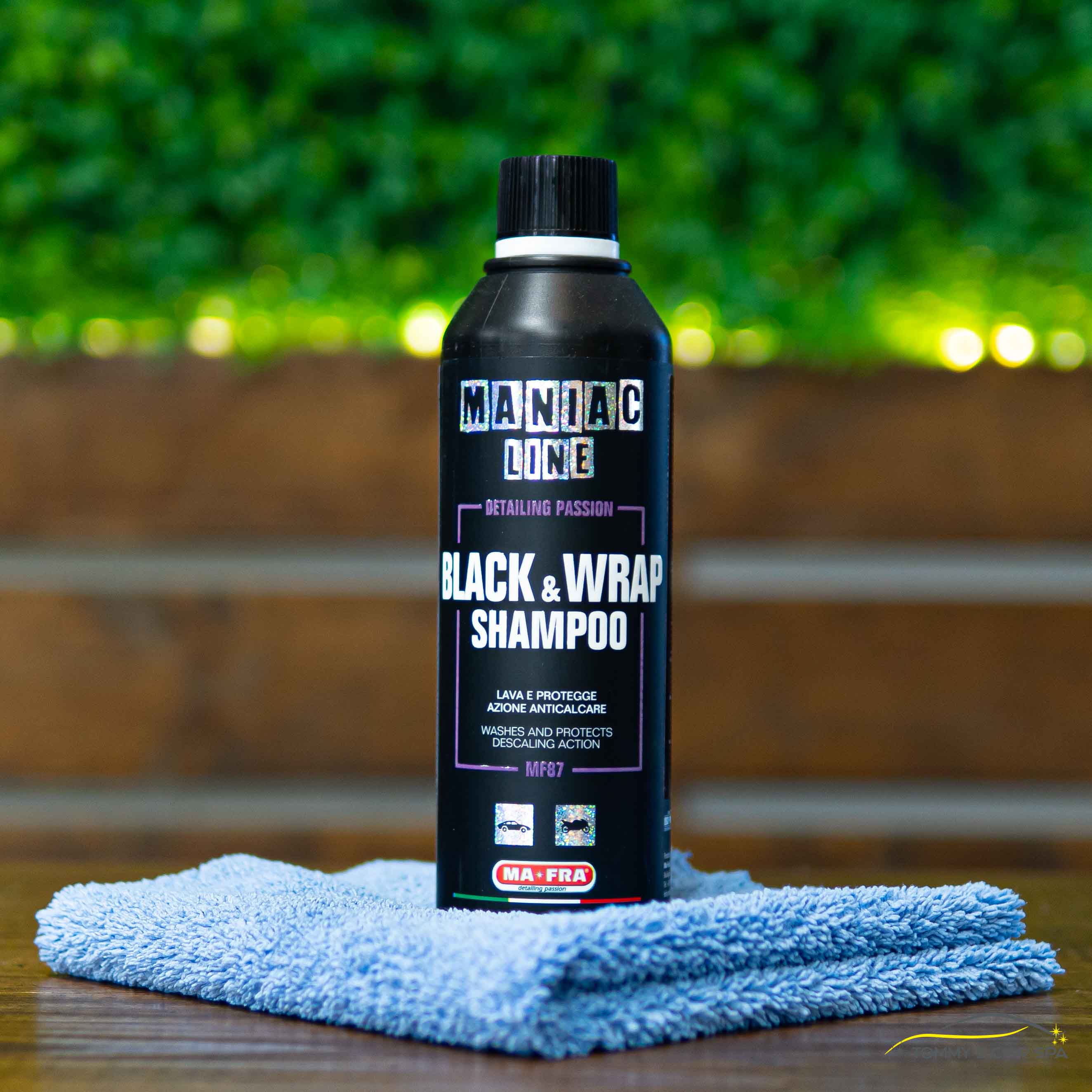 Maniac Line Black & Wrap Shampoo, Autósampon Koncentrátum Fekete és Fóliázott Felületekre, 500ml