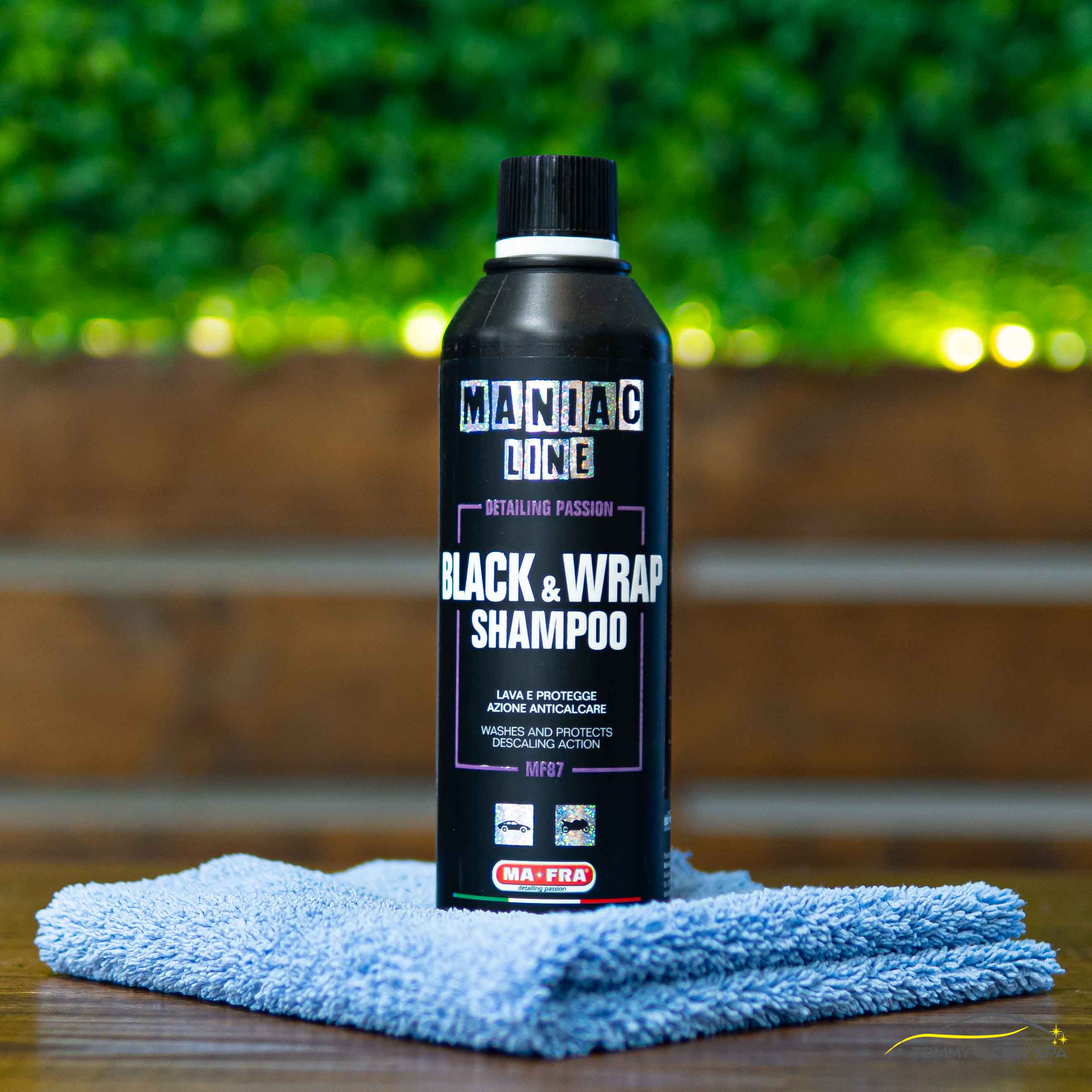 Maniac Line Black & Wrap Shampoo, Autósampon Koncentrátum Fekete és Fóliázott Felületekre, 500ml